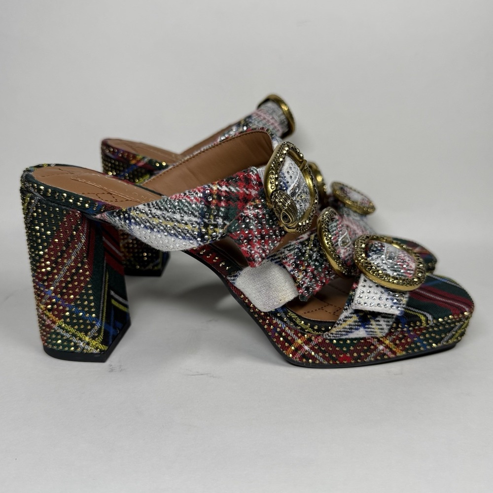 Kurt Geiger Size 40.5 / US 9.5 Tartan Plaid Mayfair Platform Mule‎ Sandal Heel